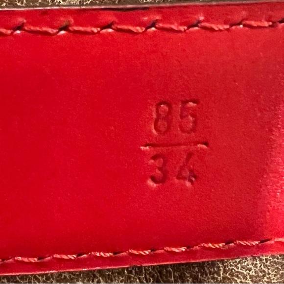 AUTHENTIC LOUIS VUITTON RED EPI LEATHER BUCKLE BELT 85/34 COA - Picture 8 of 9